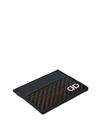 Gancio Woven Leather Card Case