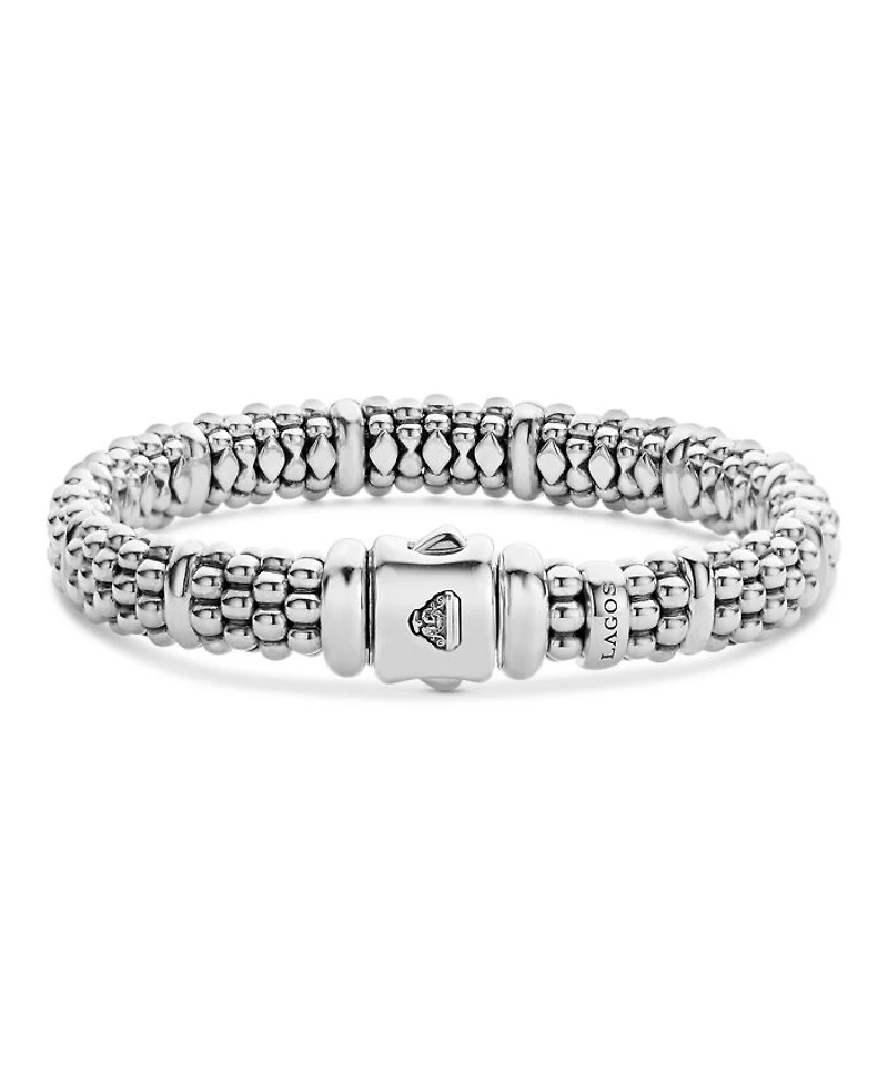 Sterling Silver Caviar Beaded Rope Bracelet
