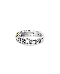 LAGOS 18K Green Gold & Sterling Silver Embrace Collection Diamond Caviar Ring