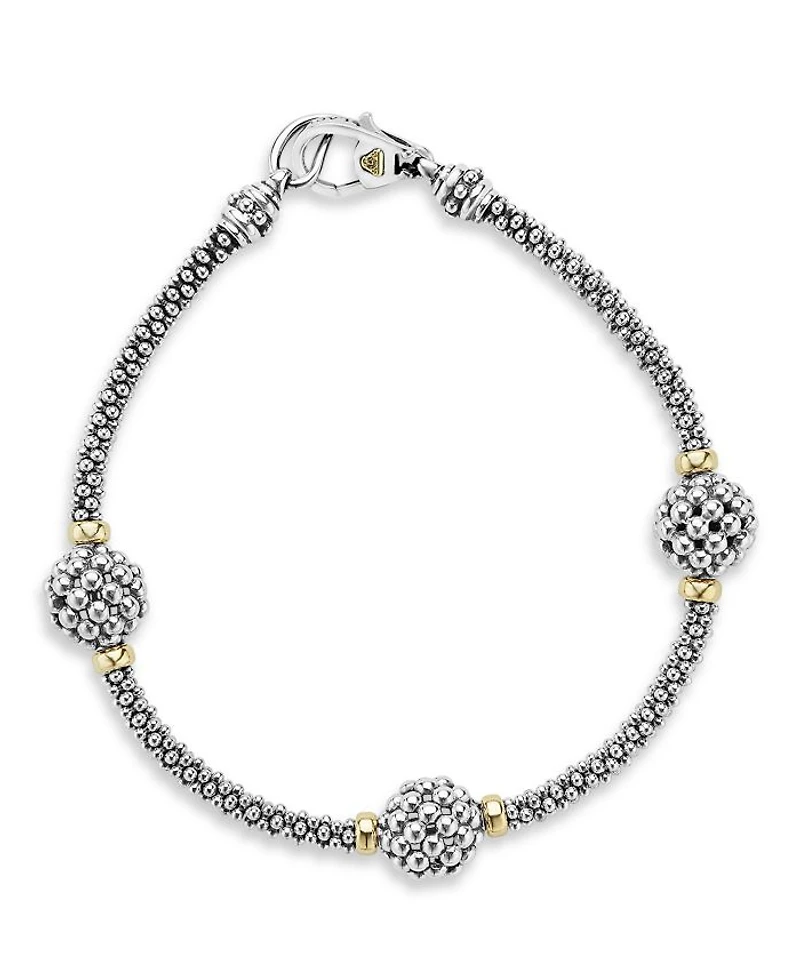 Sterling Silver Bracelet with Caviar Stations