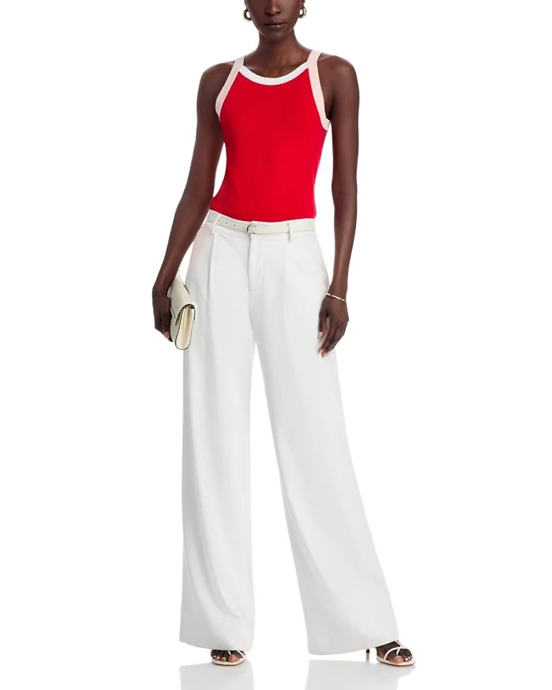 Sleeveless Color Blocked Halter Top