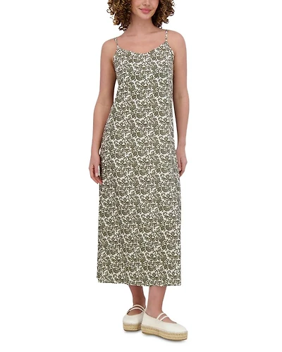 Linen Blend A Line Slip Dress