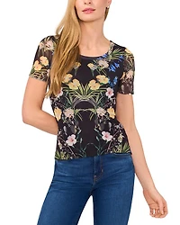 Short Sleeve Crewneck Mesh Top