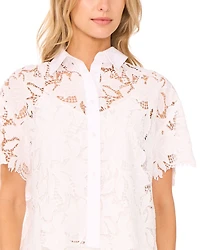 Short Sleeve All Over Lace Blouse