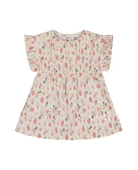 Deux par Deux Girls' Printed Seersucker Blouse with Frills - Little Kid