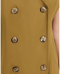 DEE Sleeveless Double Breasted A-Line Dress with Asymmetric Skirt Panel Stretch Cotton