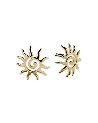 Cyra Sun Stud Earrings in Gold Tone