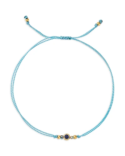 Zoe Chicco 14K Yellow Gold Floating Blue Sapphire Solitaire Cord Slider Bracelet