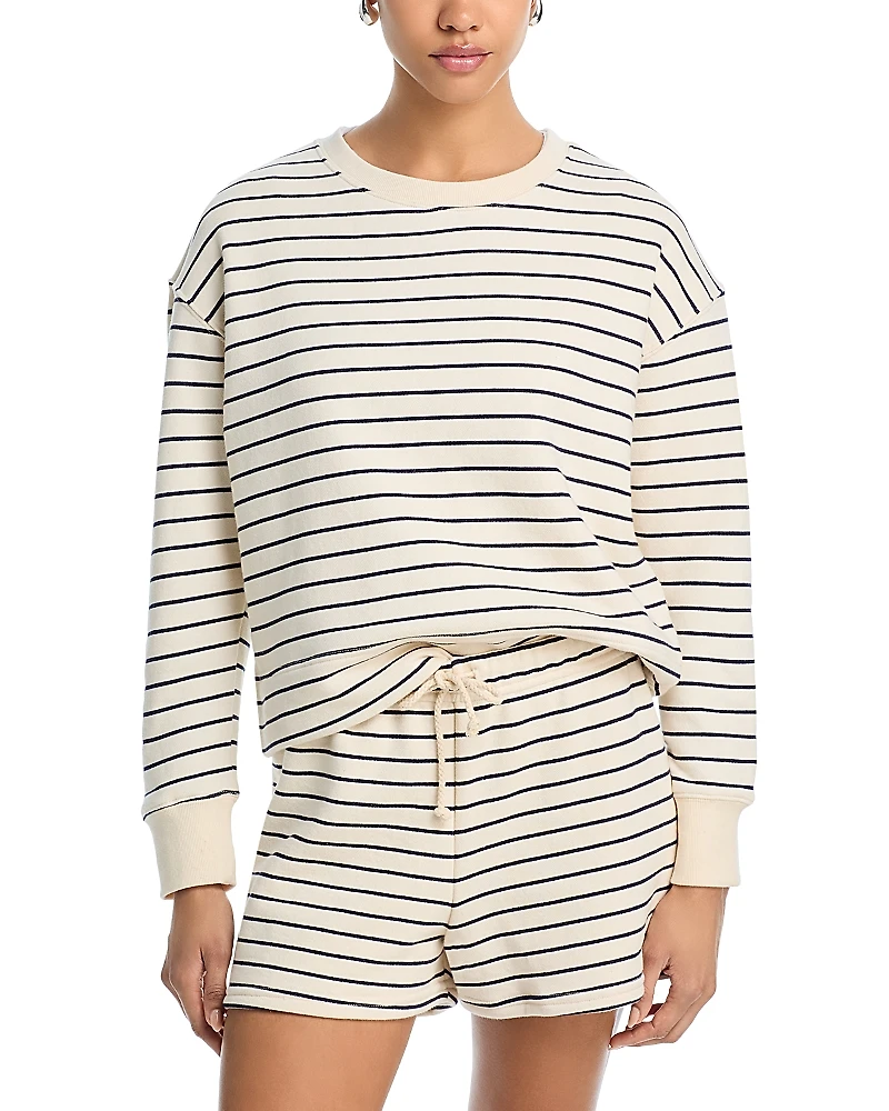 perfectwhitetee Tyler French Terry Stripe Pullover Sweatshirt