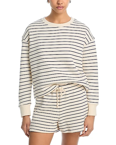 perfectwhitetee Tyler French Terry Stripe Pullover Sweatshirt