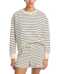 perfectwhitetee Tyler French Terry Stripe Pullover Sweatshirt
