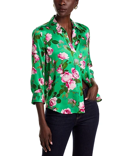 L'Agence Dani Three Quarter Sleeve Silk Blouse