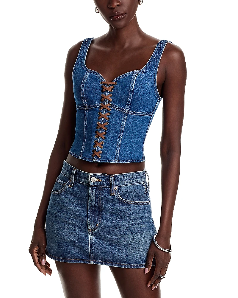 L'Agence Nayeli Lace Up Corset Tank Top