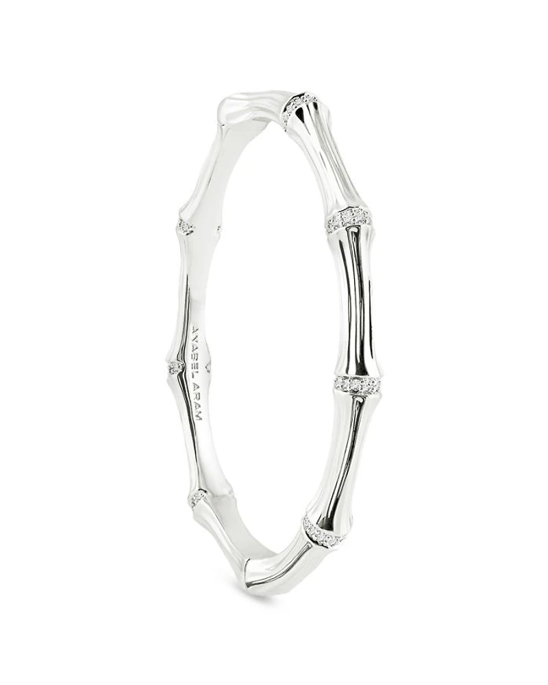 Pavé Bamboo Bangle Bracelet in Sterling Silver