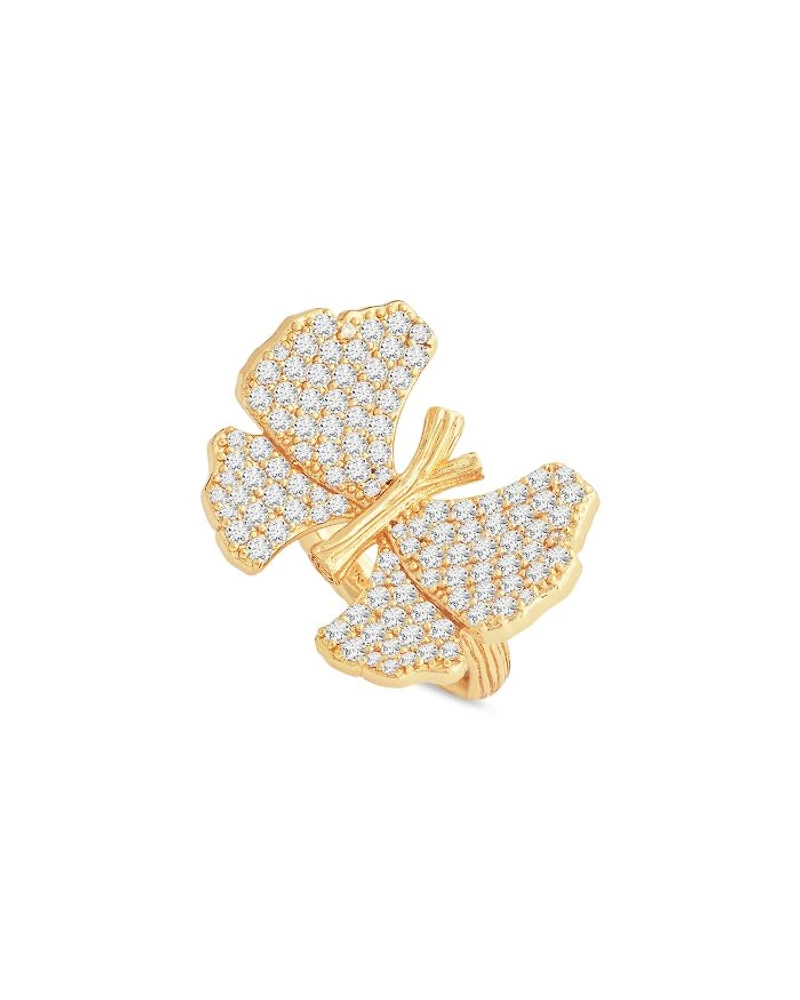 Pavé Butterfly Cocktail Ring 18K Gold Plated