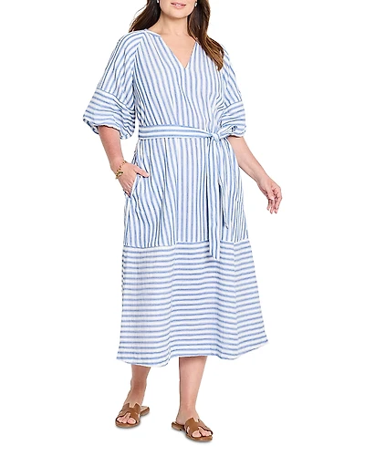 Nic+Zoe Plus Striped Belted Dress