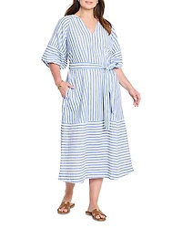 Nic+Zoe Plus Striped Belted Dress