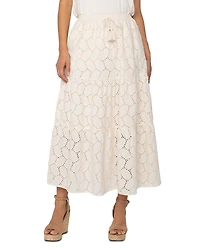 Liverpool Los Angeles Tiered Eyelet Maxi Skirt