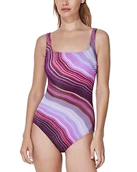 Marble Dreams Square Neck One Piece Swimsuit