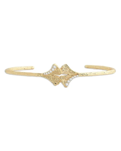 Pavé Ginkgo Leaves Cuff Bracelet