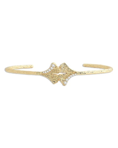 Anabel Aram Pave Ginkgo Leaves Cuff Bracelet