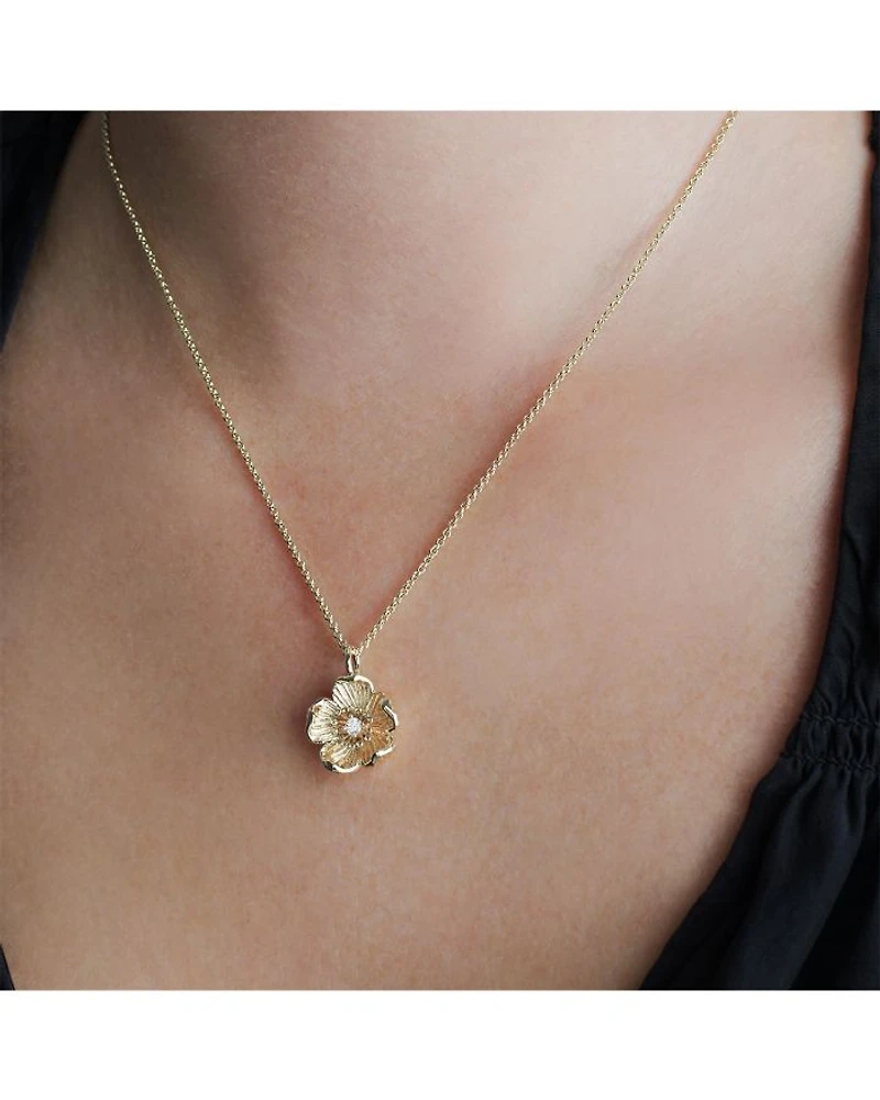 Wildflowers Pavé Flower Pendant Necklace, 16"-17"