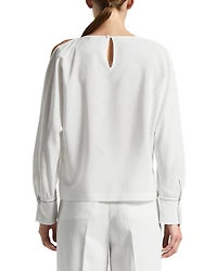 Silk Blend Cold Shoulder Blouse
