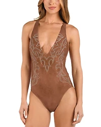 L'Agence Lisa Bolero Plunge One Piece Swimsuit