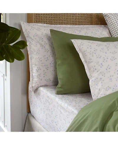 Spring Sprig Printed Cotton Fitted Sheet, Twin