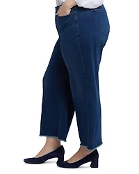 Teresa Wide Leg Ankle Jeans with Frayed Hems Ibiza Blue