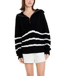 English Factory Women's Stripe Zip up Sweater