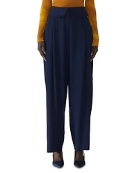 Foldover Waistband Pleated Pants