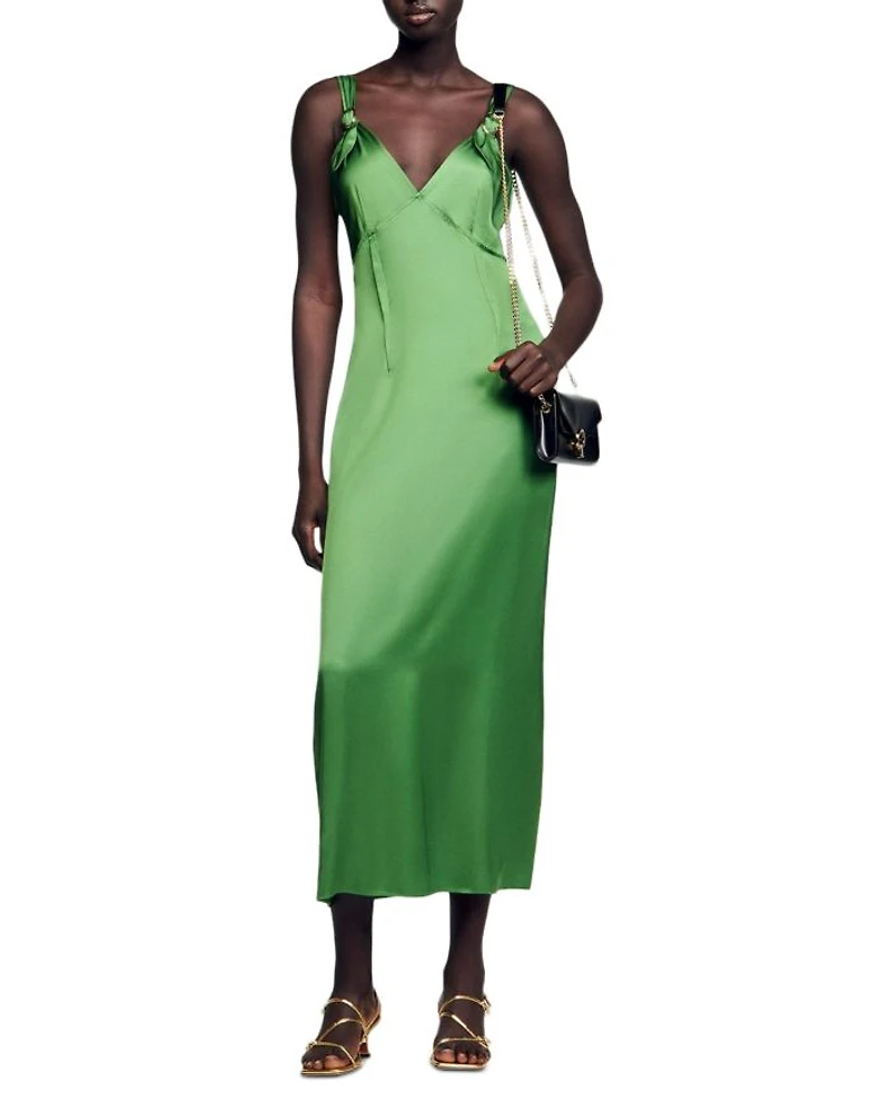Sandro Cecile Fluid Satin Effect Dress