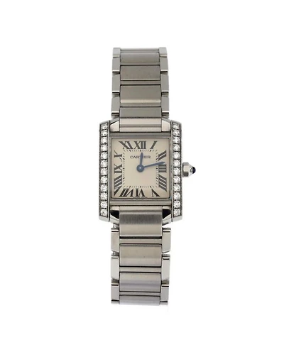 Tank Francaise Quartz Watch in Stainless Steel with Diamond Bezel 20mm