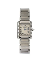Tank Francaise Quartz Watch in Stainless Steel with Diamond Bezel 20mm