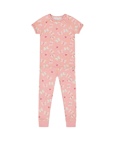 Deux par Girls' Organic Cotton Short Sleeve Top and Pant Pajama Set - Big Kid