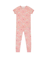 Deux par Girls' Organic Cotton Short Sleeve Top and Pant Pajama Set