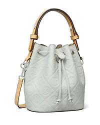 T Monogram Leather Mini Bucket Bag