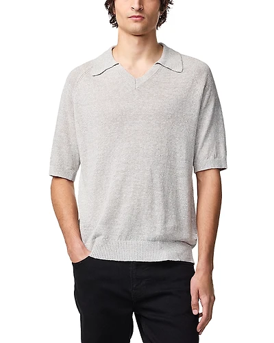NN07 Cale 6565 Regular Fit V Neck Polo Short Sleeve Linen Sweater