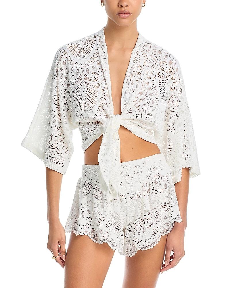 Nightcap Lanai Lace Kimono Swim Cover-Up