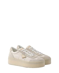 Prada Women's Downtown Bold Nylon and Suede Sneakers