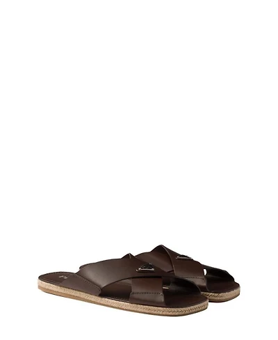 Men's Crisscross Leather Slides