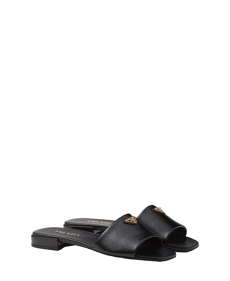 Prada Women's Saffiano Patent Leather Slides