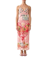 Camilla Silk Chain Detail Printed Slip Dress