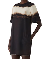 Burned Stripe Short Sleeve T Shirt Dress