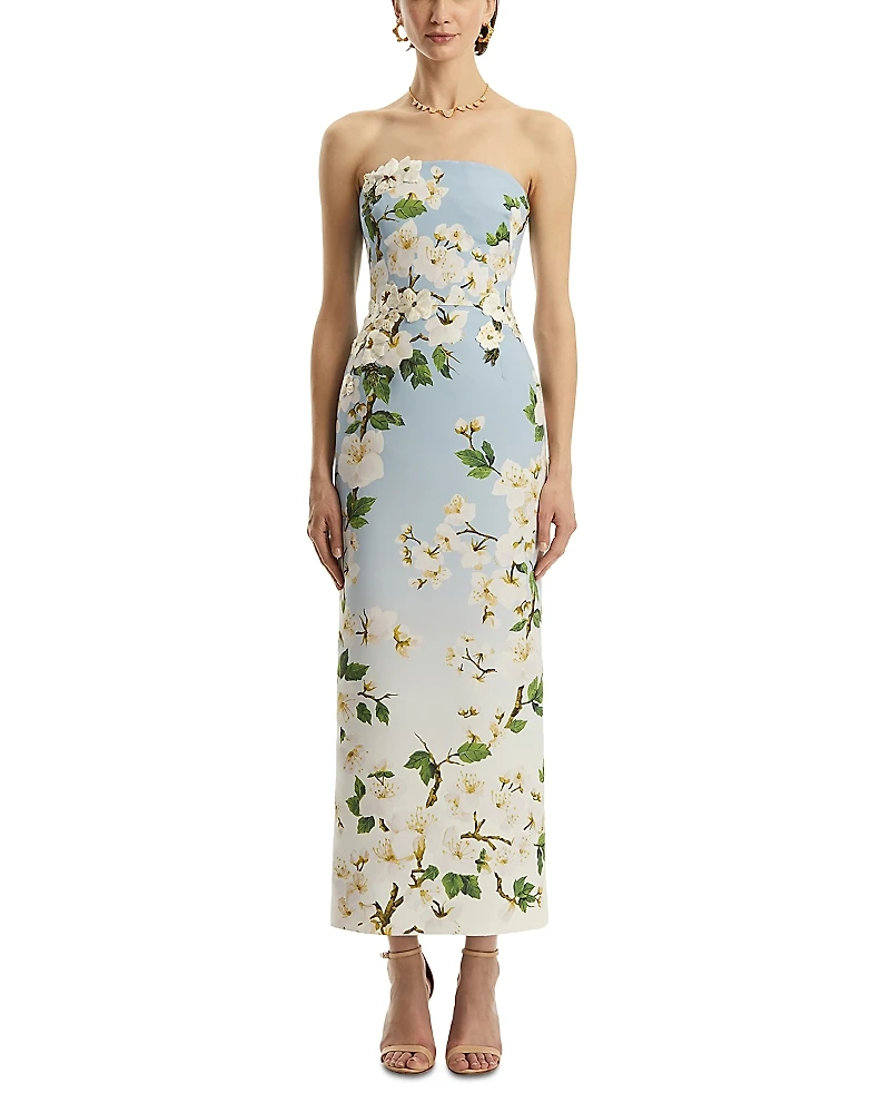 Oscar de la Renta Cherry Blossom Embroidered Gown