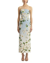 Oscar de la Renta Cherry Blossom Embroidered Gown