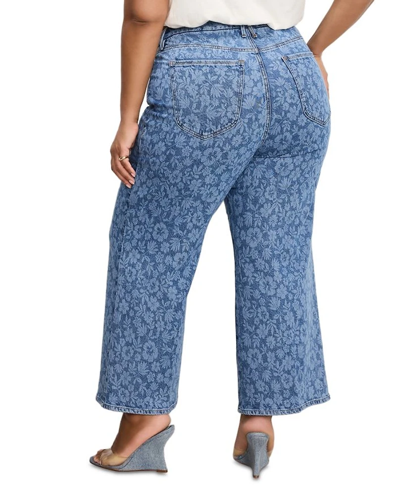 Good Waist Cropped Palazzo Jeans Hibiscus Bloom