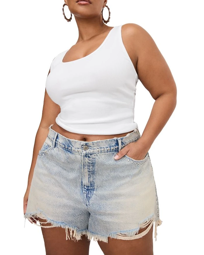 Good '90s Studded Denim Shorts Indigo784