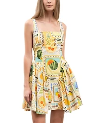 Moon River Printed Corset Poplin Mini Dress